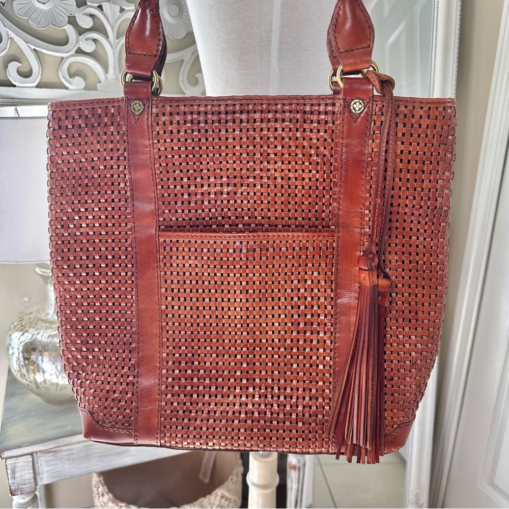 Patricia Nash Rena Rust Woven Leather Tote Bag NWOT